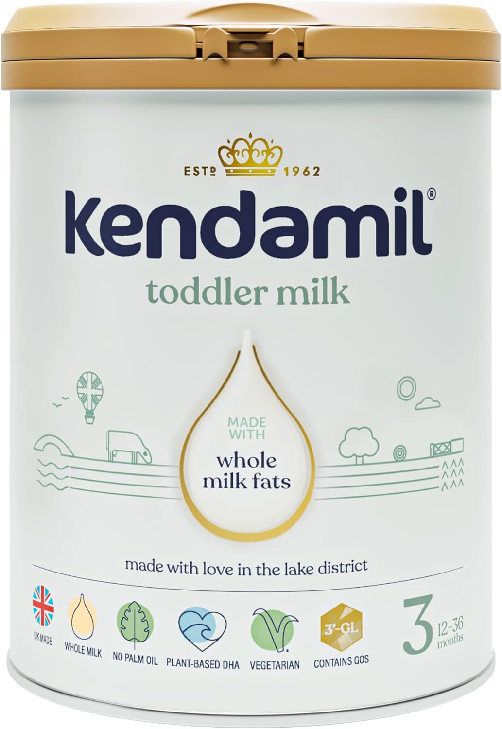 Kendamil Toddler Milk 3 stage 12-36 months 800g tin with gold lid