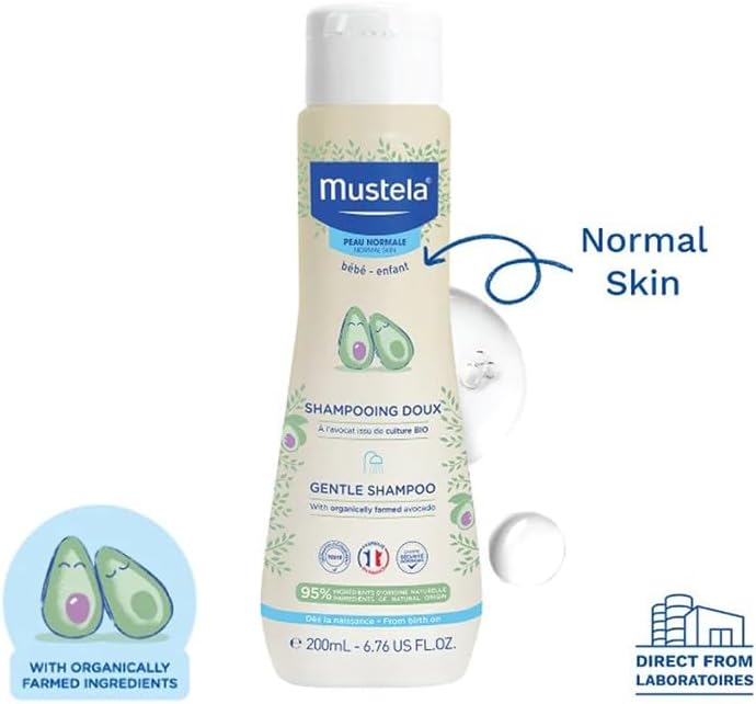 Mustela Baby Gentle Shampoo with organically farmed avocado 200ml bottle
test