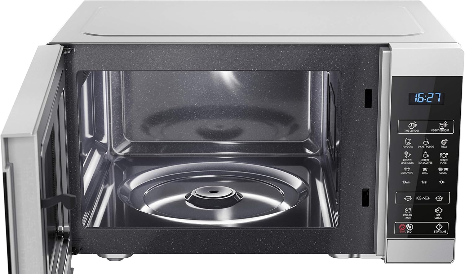 Sharp YC-MG81U-S 28 litre digital microwave with grill, silver and black