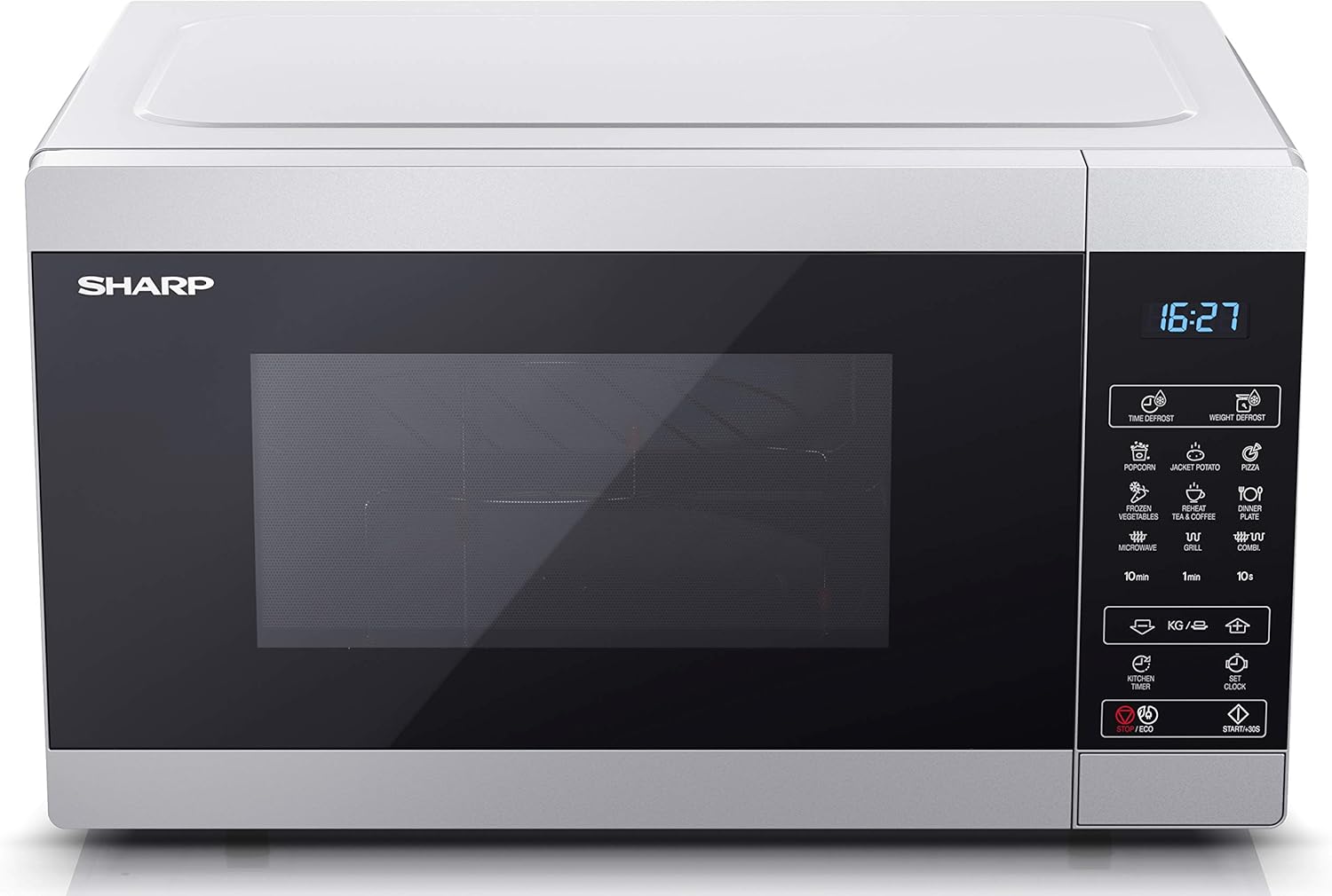 Sharp YC-MG81U-S 28 litre digital microwave with grill, silver and black