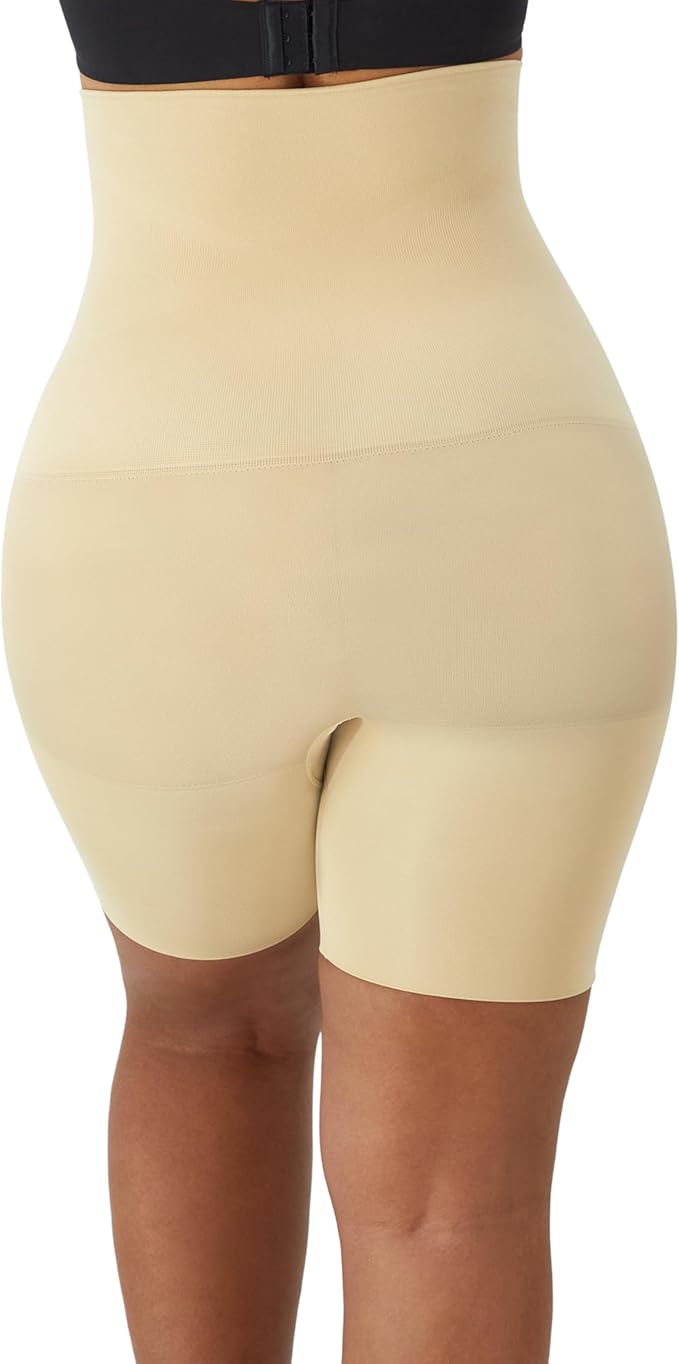 Maidenform latte high-waist thigh slimmer shapewear with black top band