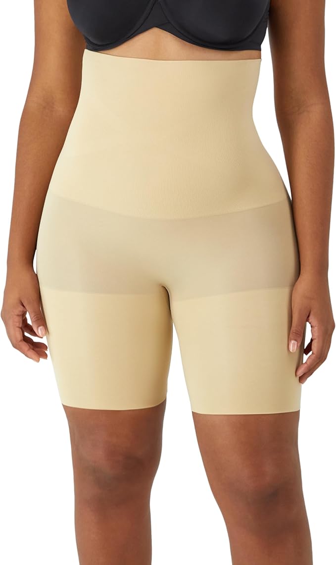 Maidenform latte high-waist thigh slimmer shapewear shorts