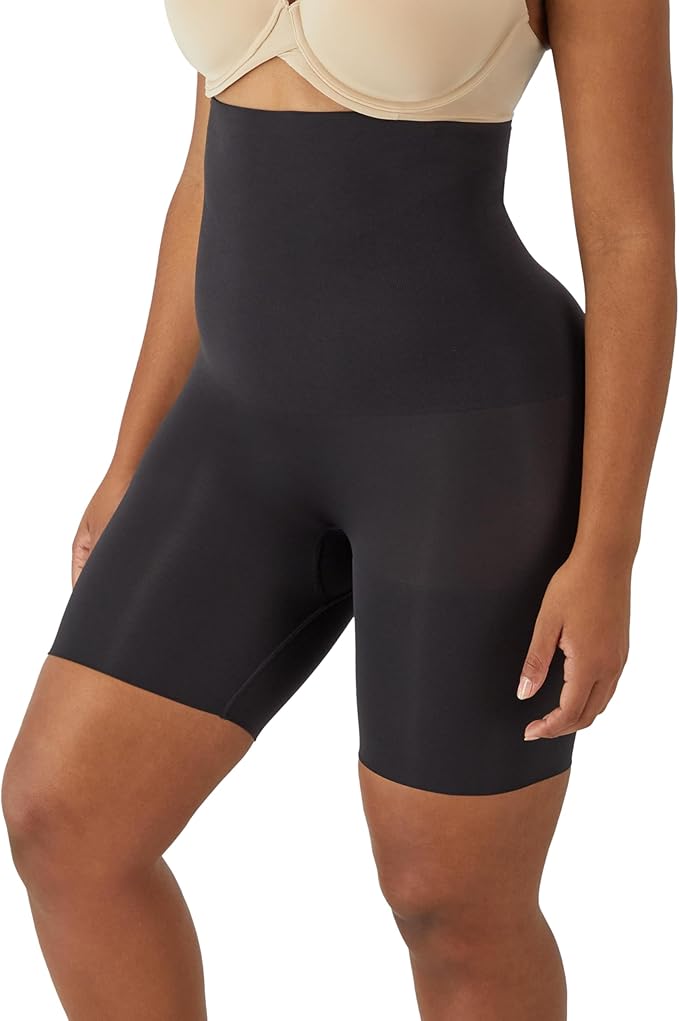 Maidenform black high-waist thigh slimmer shapewear shorts for women