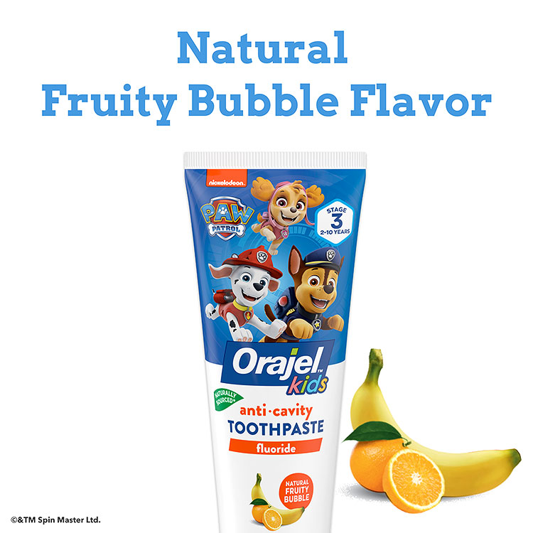 Orajel Kids PAW Patrol anticavity fluoride toothpaste, fruity bubble flavour