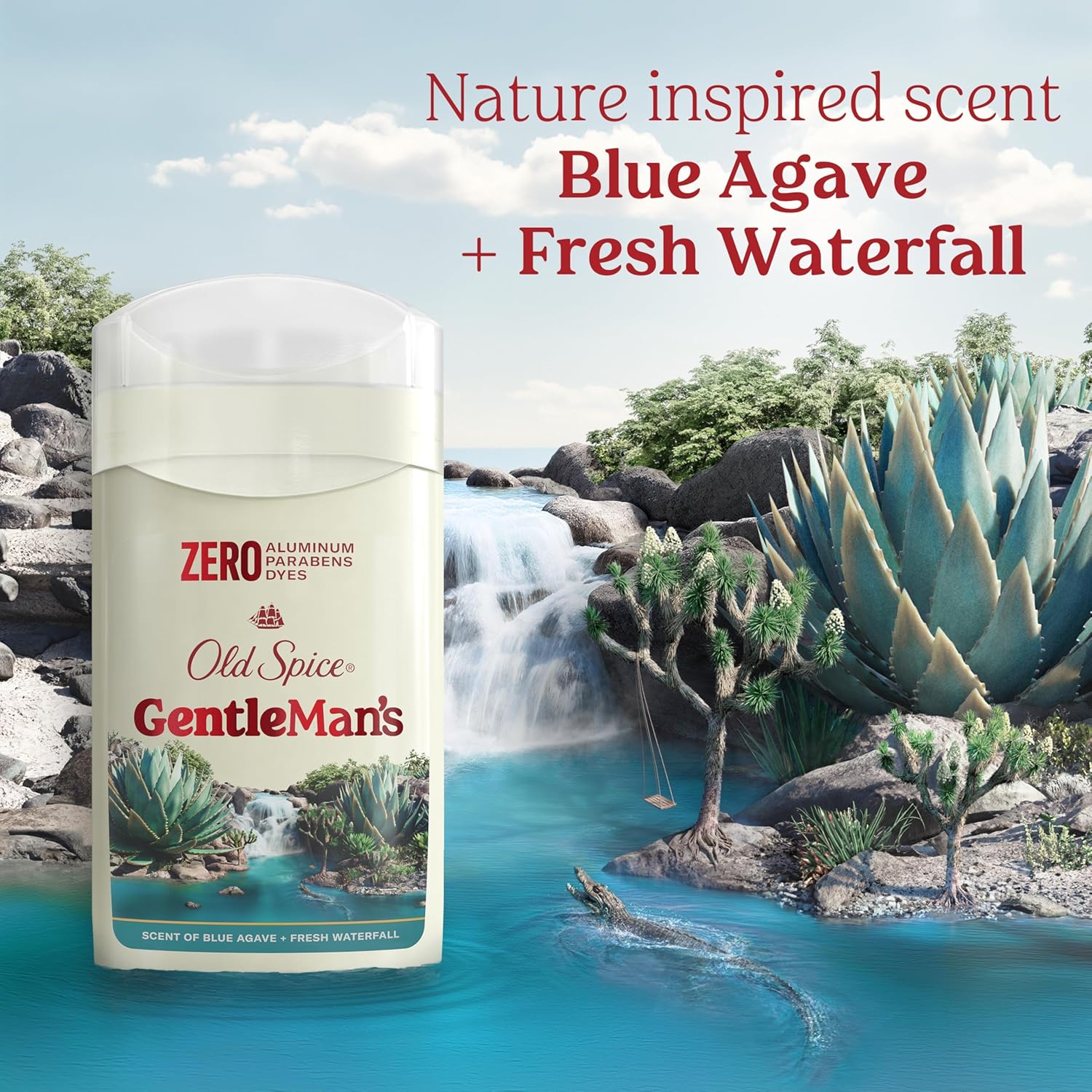 Old Spice GentleMan's Blend deodorant stick, Blue Agave Fresh Waterfall scent, 3 oz