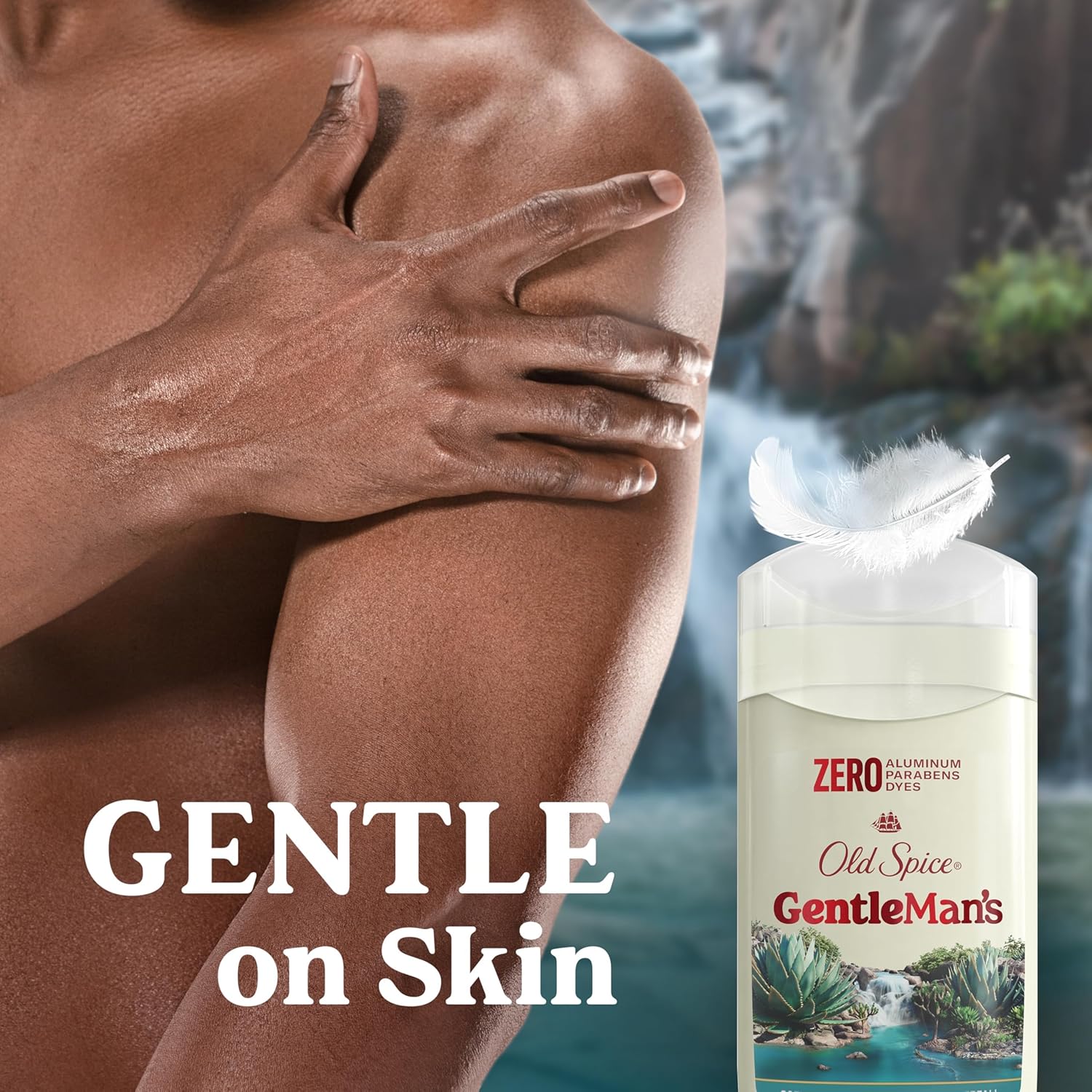 Old Spice GentleMan's Blend deodorant stick, 3 oz, cream coloured container with red text