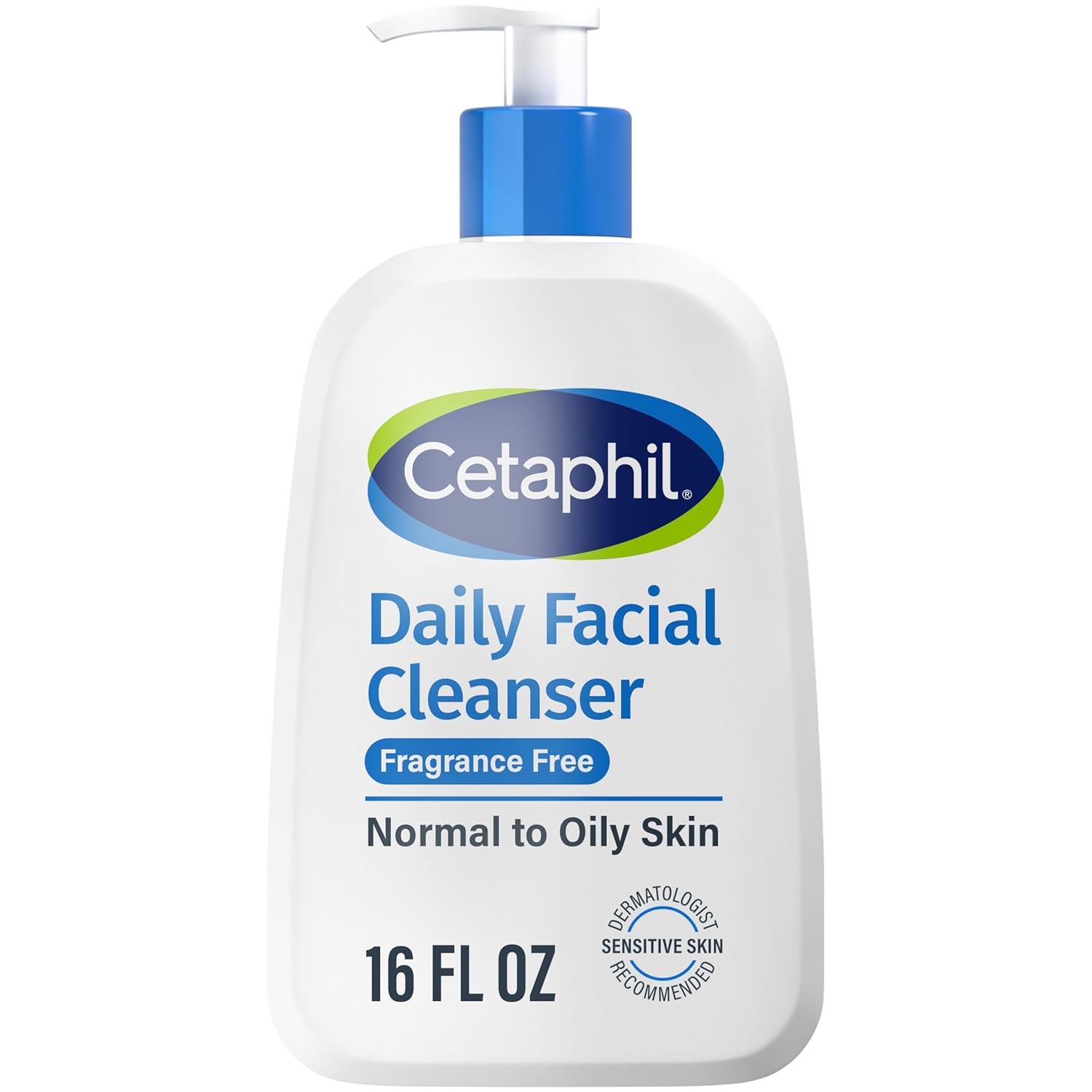 Cetaphil Daily Facial Cleanser fragrance-free 473 ml white pump bottle
