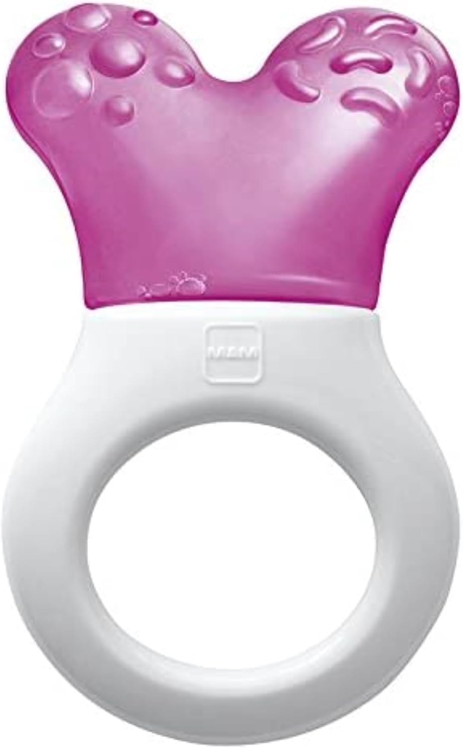 MAM Cooler Teether 4m+ pink with textured crown and white handle