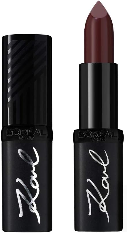 L'Oréal Paris Karl Lagerfeld Kontrasted deep burgundy lipstick with black cap