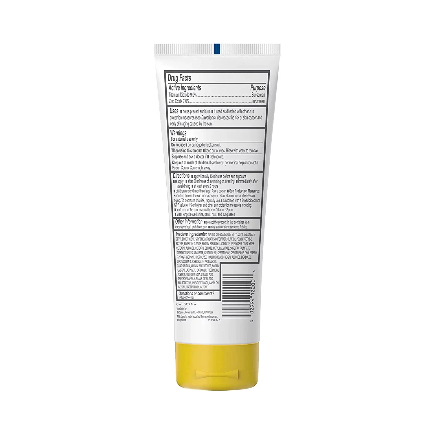 Cetaphil Sheer Mineral Sunscreen Lotion SPF 50, 89ml tube with yellow base