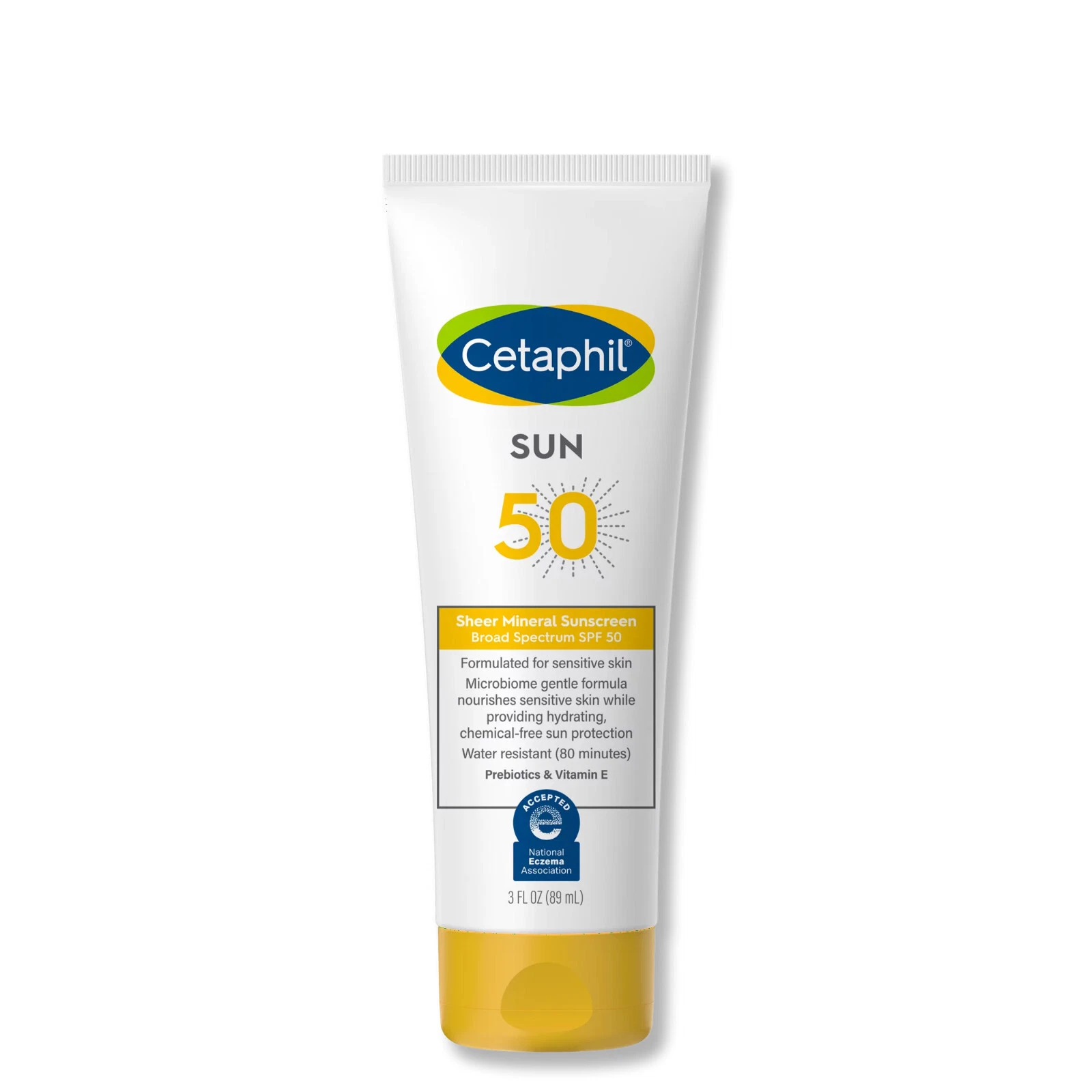 Cetaphil Sheer Mineral Sunscreen Lotion SPF 50, 89 ml tube with yellow base
