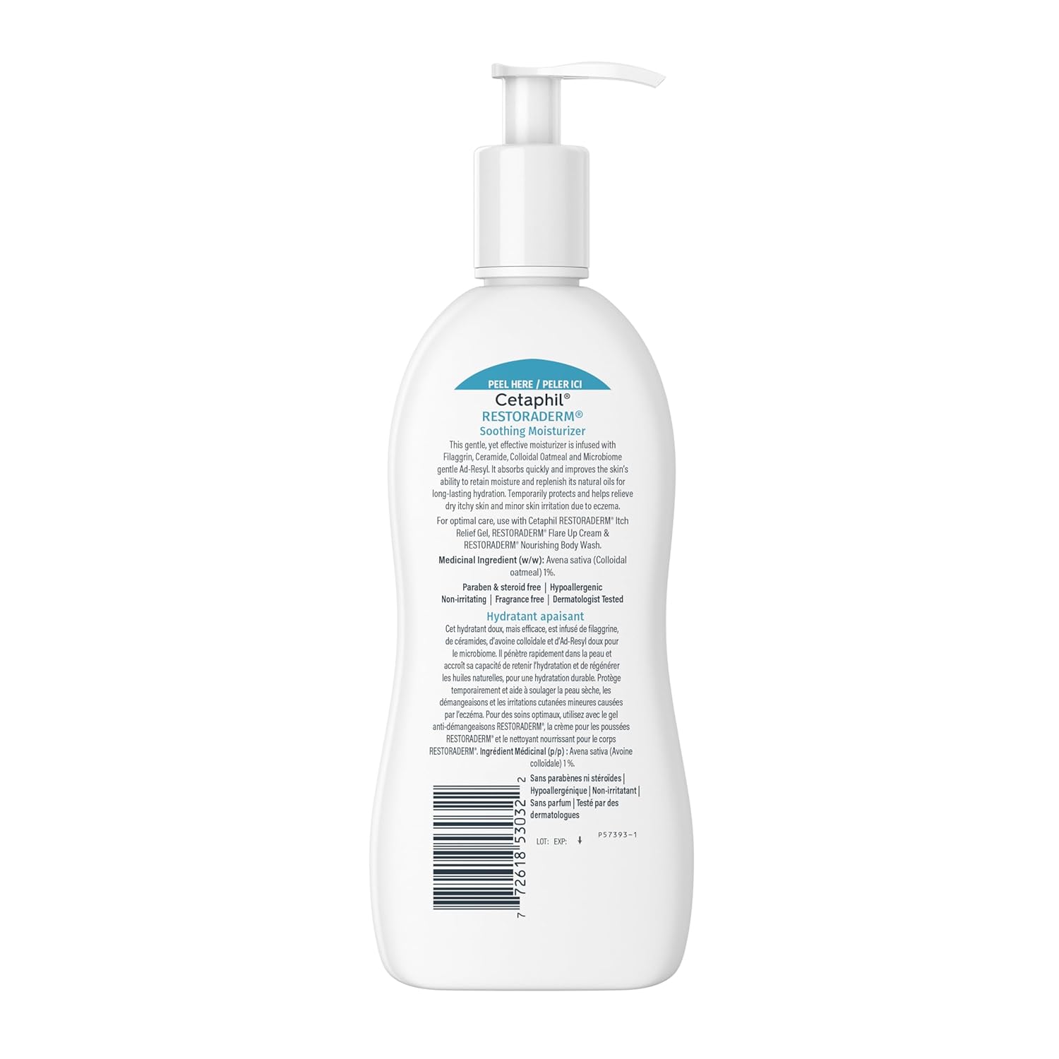 Cetaphil RestoraDerm eczema soothing moisturiser 295ml pump bottle white
