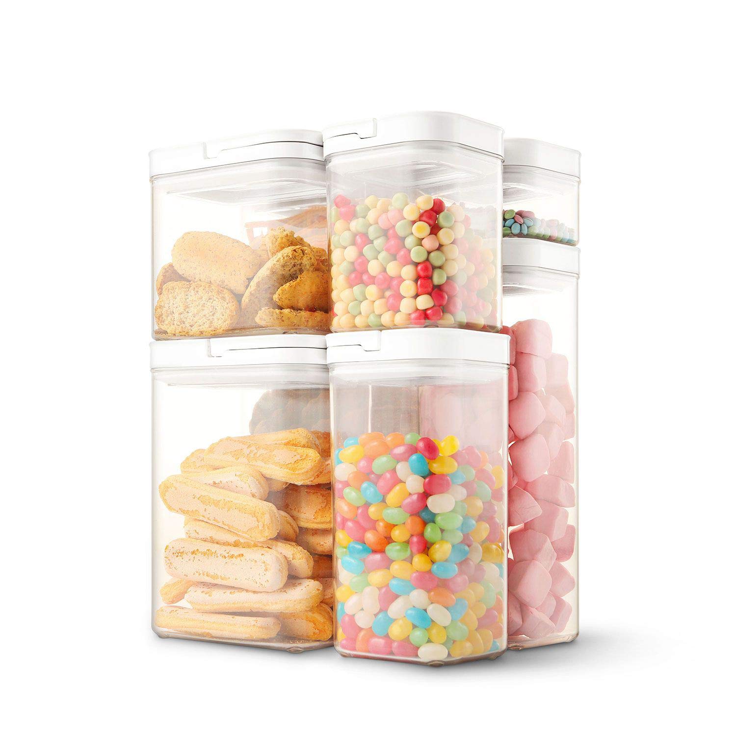 Member's Mark 8-piece clear fliplock pantry storage containers with white lids