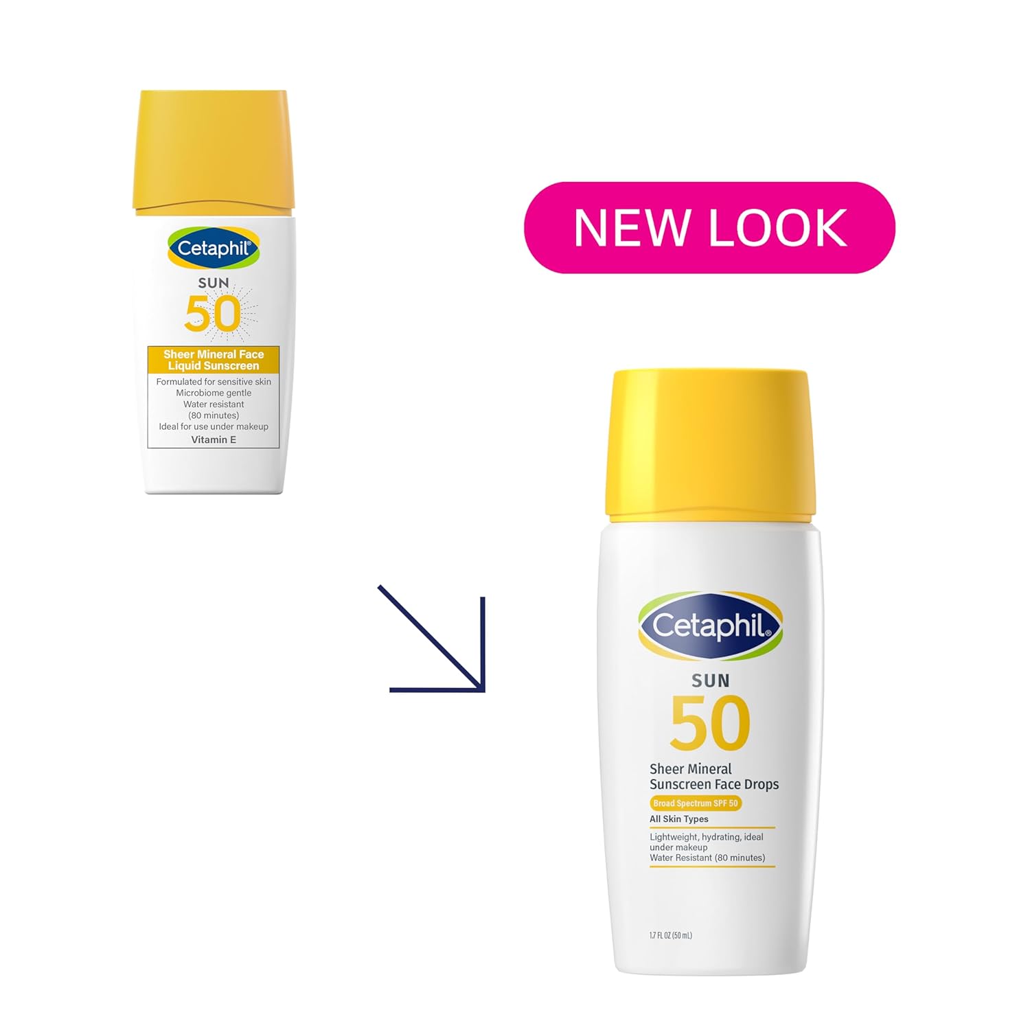 Cetaphil Sheer Mineral Liquid Sunscreen SPF 50 for face, 1.7 fl oz bottle