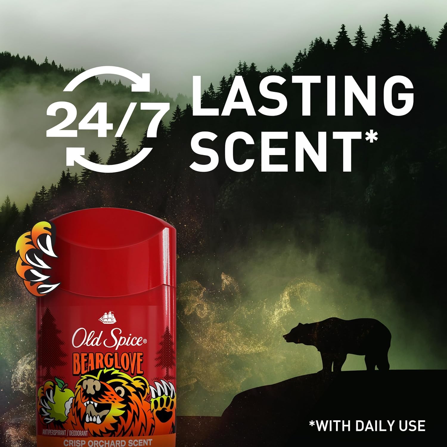 Old Spice Bearglove red deodorant stick, 3 oz men's antiperspirant