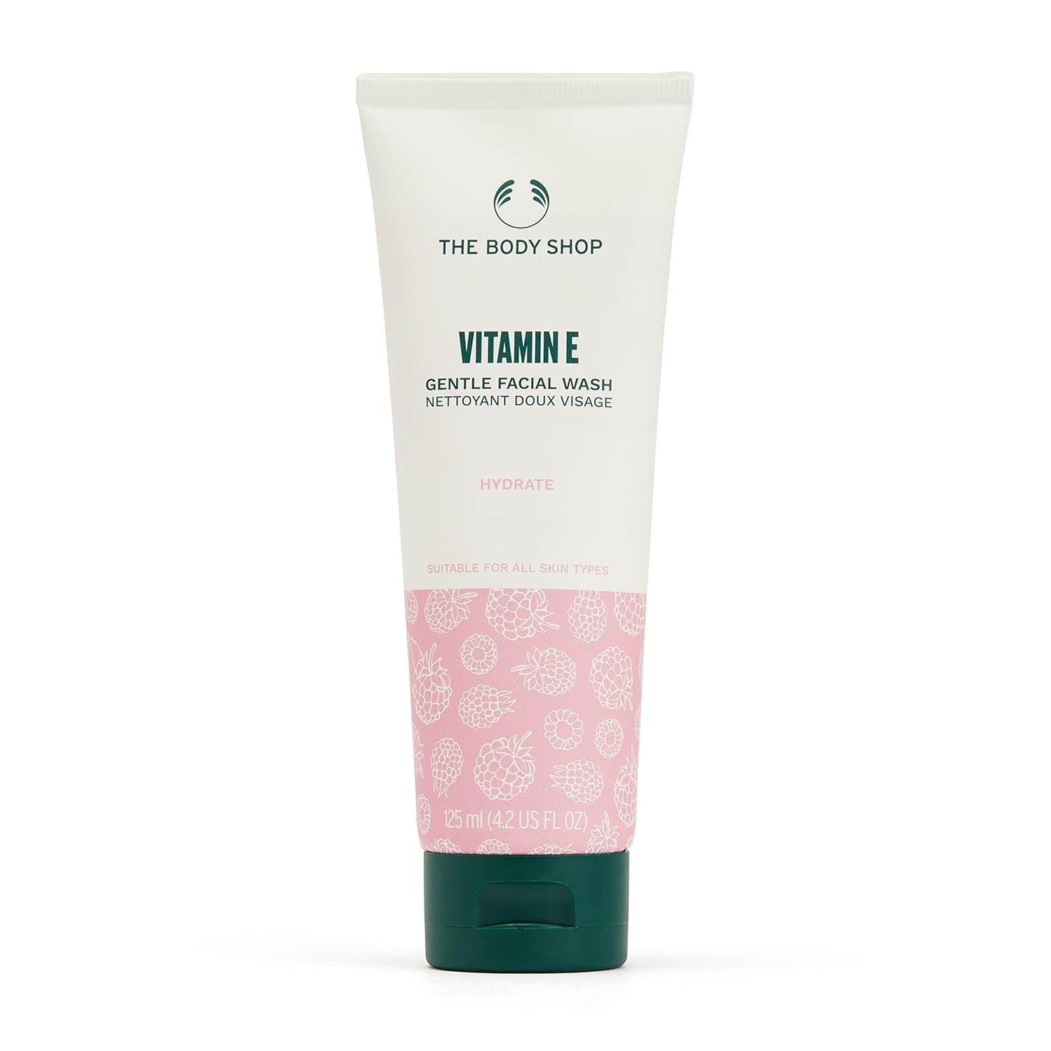 The Body Shop Vitamin E Gentle Facial Wash 125ml tube with pink label