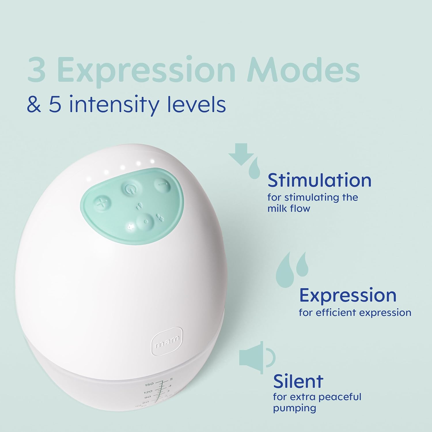 MAM Move wearable breast pump single in white with turquoise controls