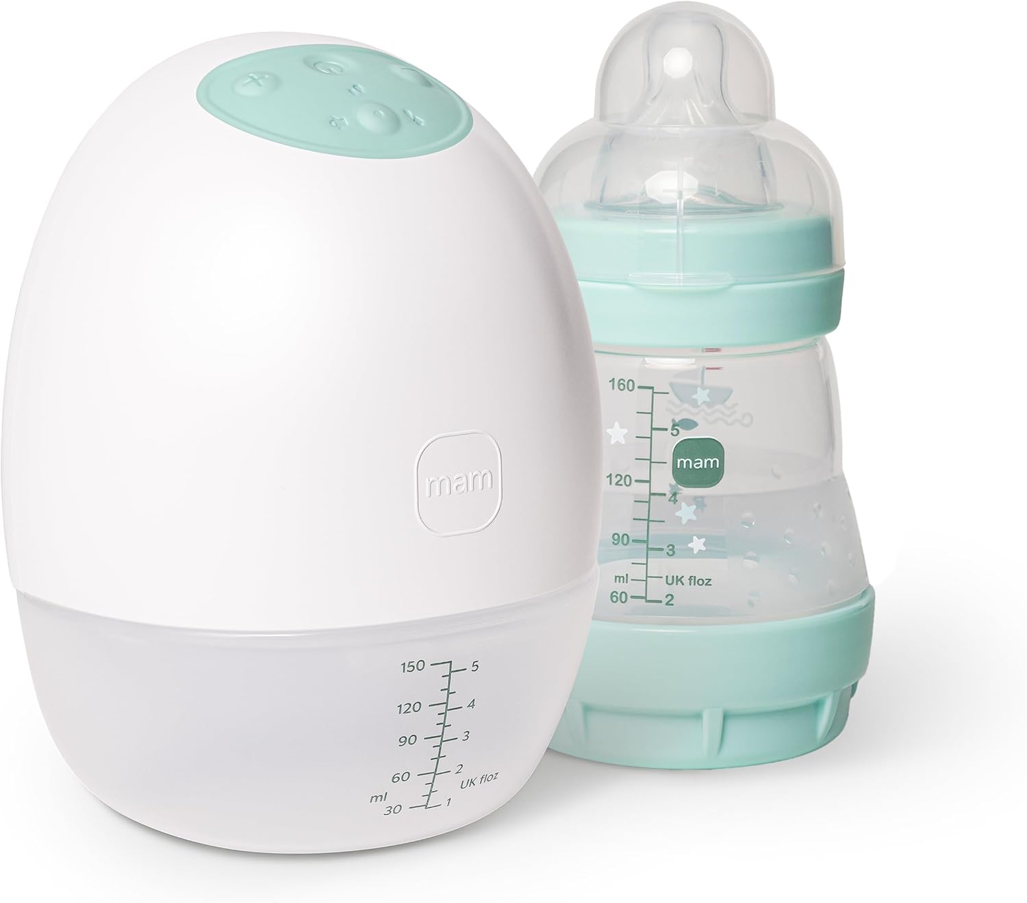 MAM Move wearable breast pump single white and mint green with bottle