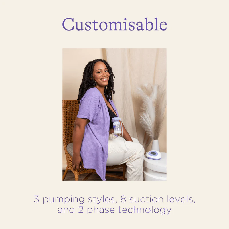 Lansinoh 2-in-1 electric breast pump with customisable settings and collection bottle