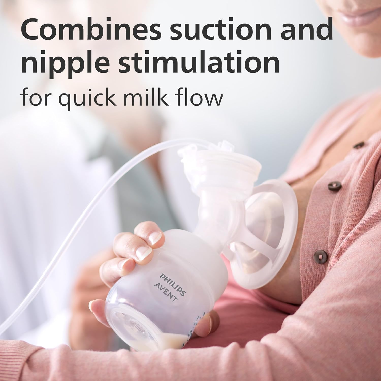 Philips Avent white double electric breast pump with collection bottle