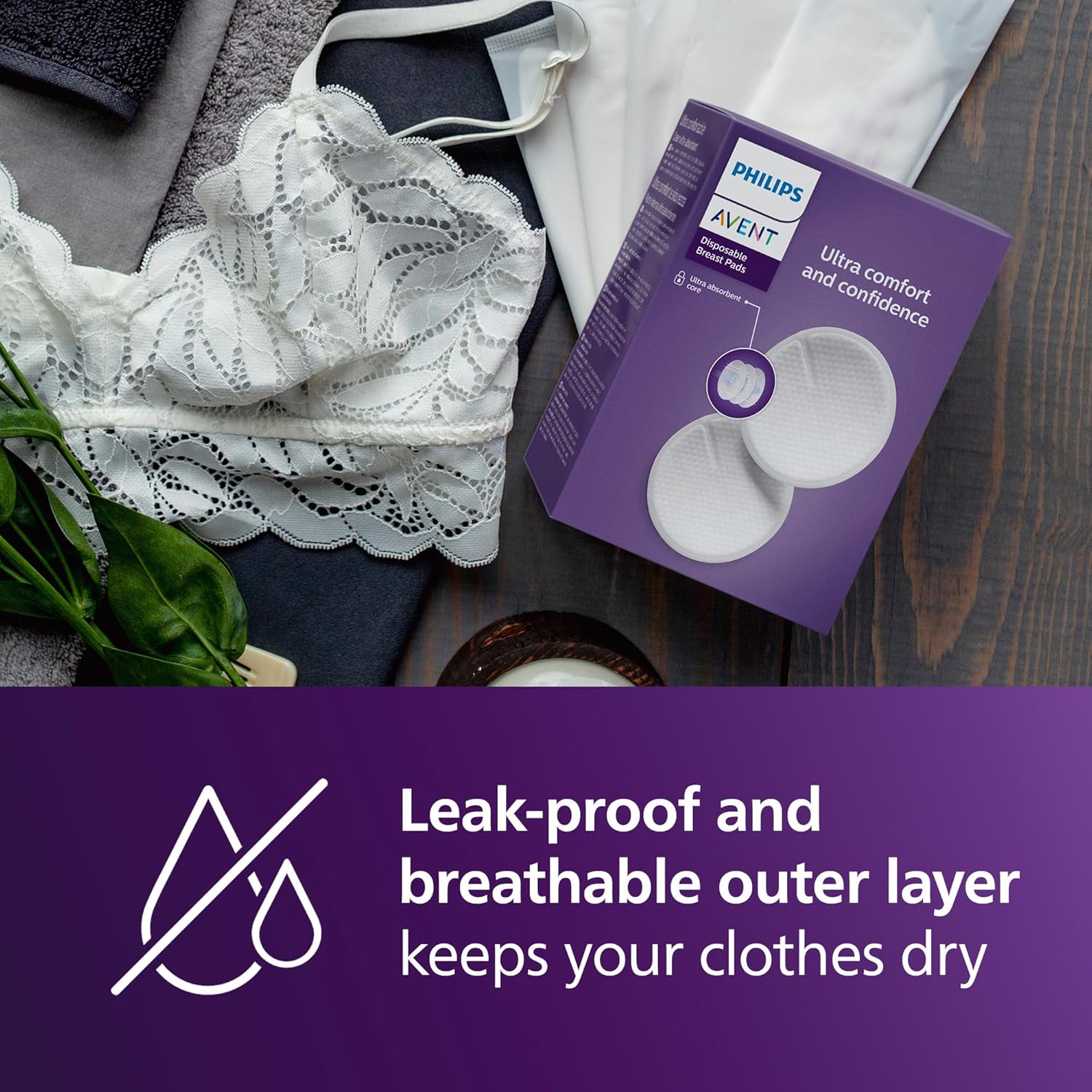 Philips Avent Ultra Comfort disposable breast pads, 60 pieces, white round pads