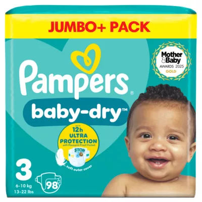 Pampers Baby Dry Size 3 nappies 98 pack jumbo size