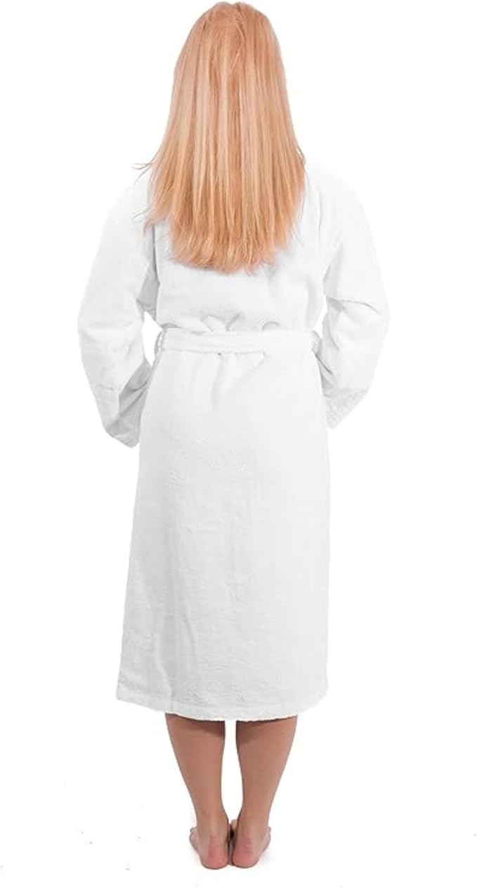 White pearl prestige Turkish cotton terry towelling bath robe with belt