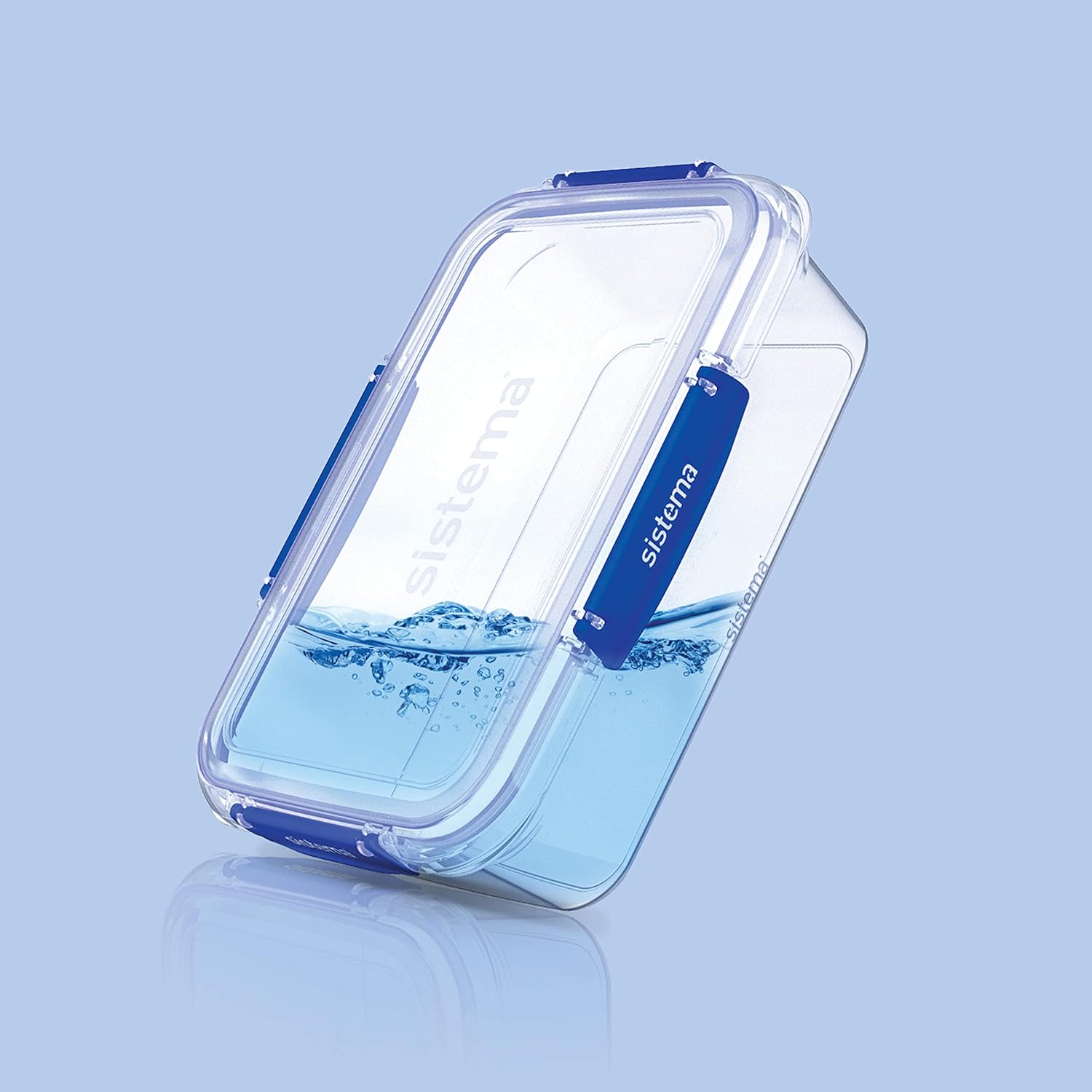 Sistema KLIP IT PLUS 1L rectangle food storage container with blue clip lock lid
