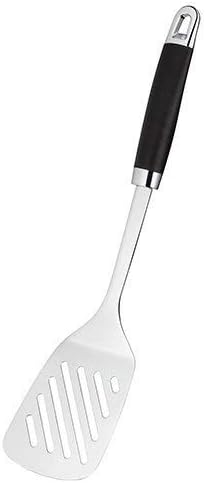 Stellar James Martin slotted spoon with black handle and silver blade