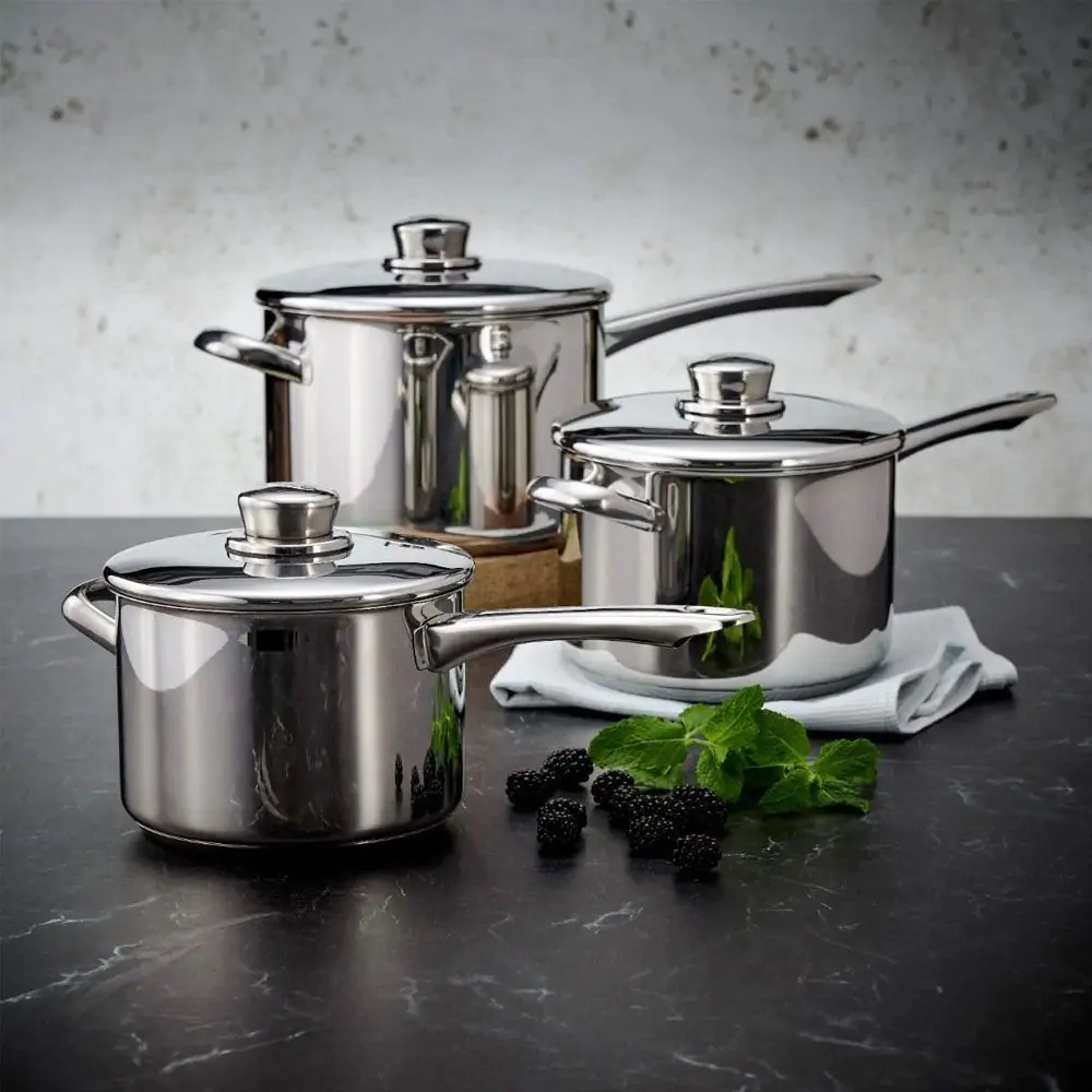 Stellar S8A1 Classic stainless steel 3 piece saucepan set with lids