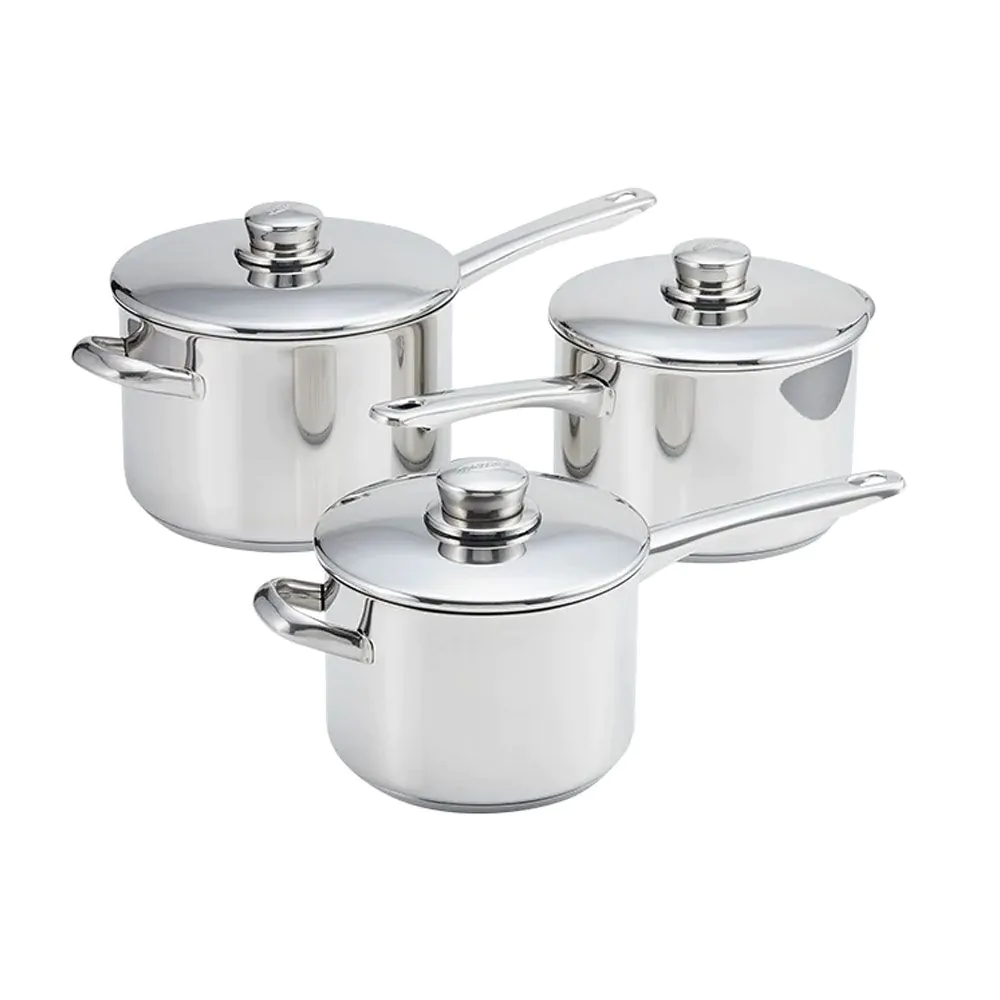 Stellar S8A1 Classic stainless steel 3 piece saucepan set with lids