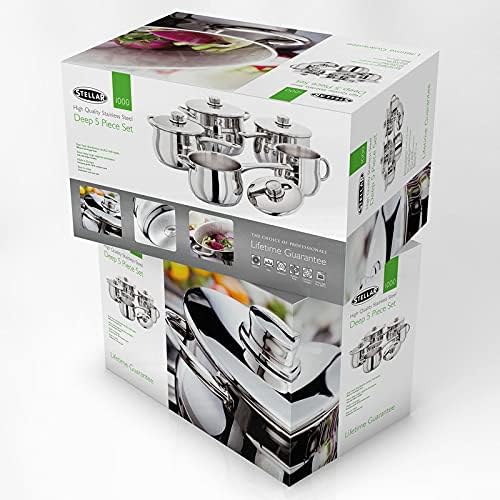 Stellar S8C1 Classic stainless steel 5 piece saucepan set with lids