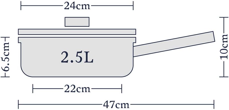 Stellar 7000 Profile non-stick 28cm sauteuse with 2.5L capacity, technical diagram