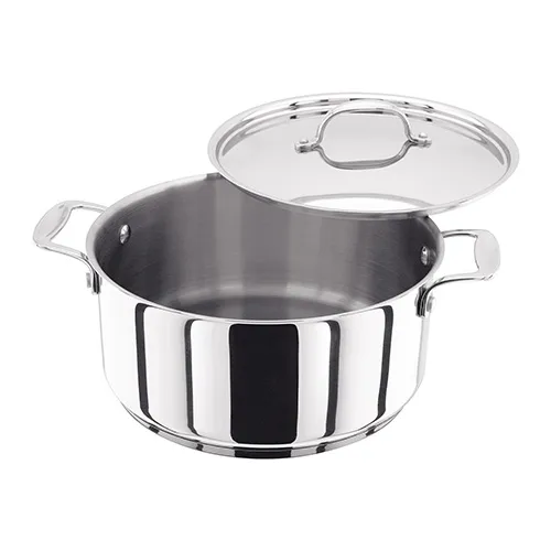 Stellar 7000 Profile 24cm stainless steel casserole pot with glass lid