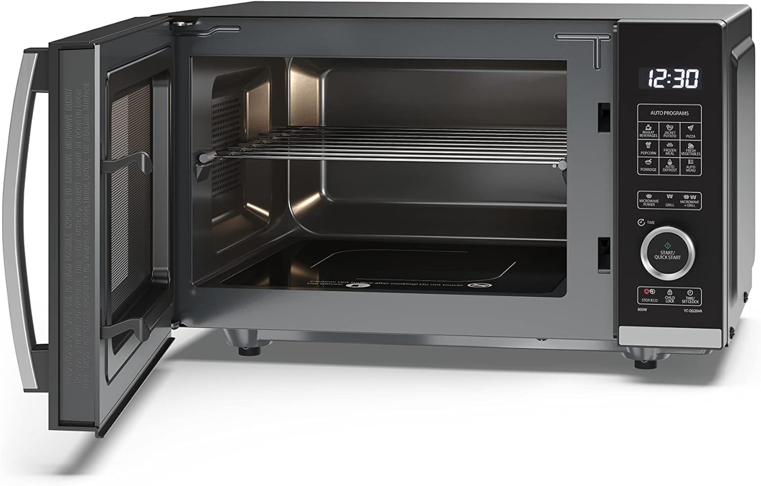 Sharp 20L black digital microwave with grill and flatbed cavity