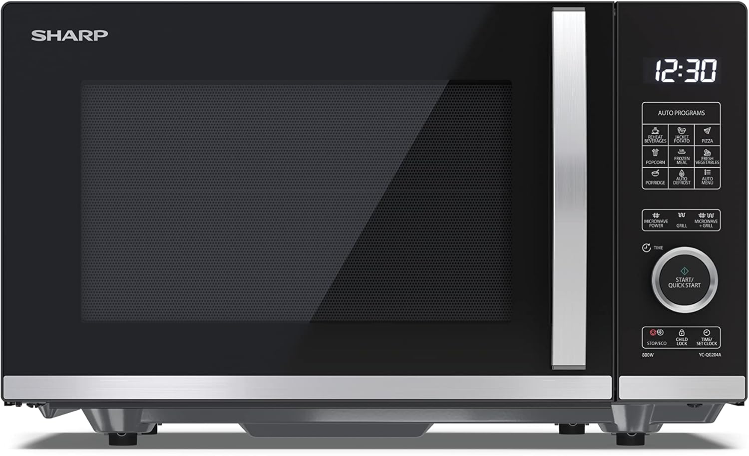 Sharp 20L 800W digital flatbed microwave with grill in black