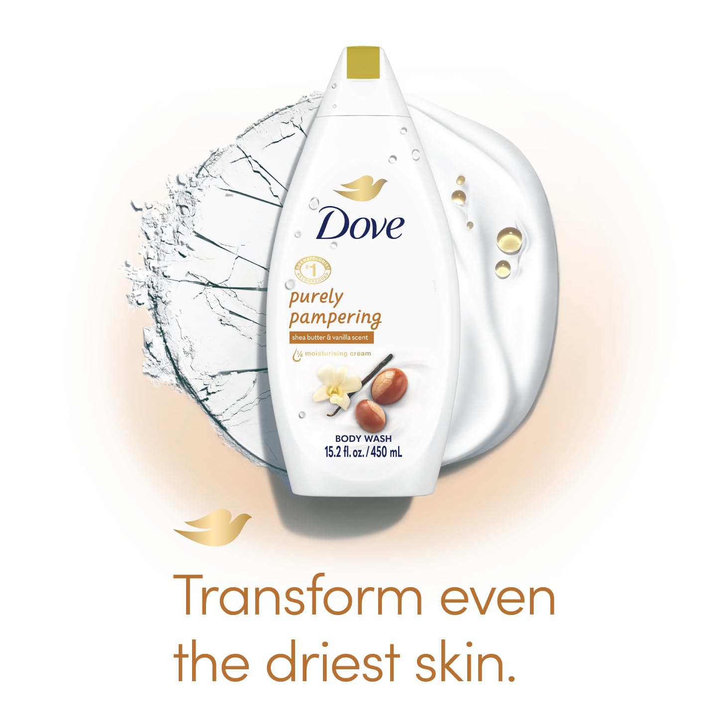 Dove Purely Pampering Shea Butter Warm Vanilla Body Wash 450ml bottle