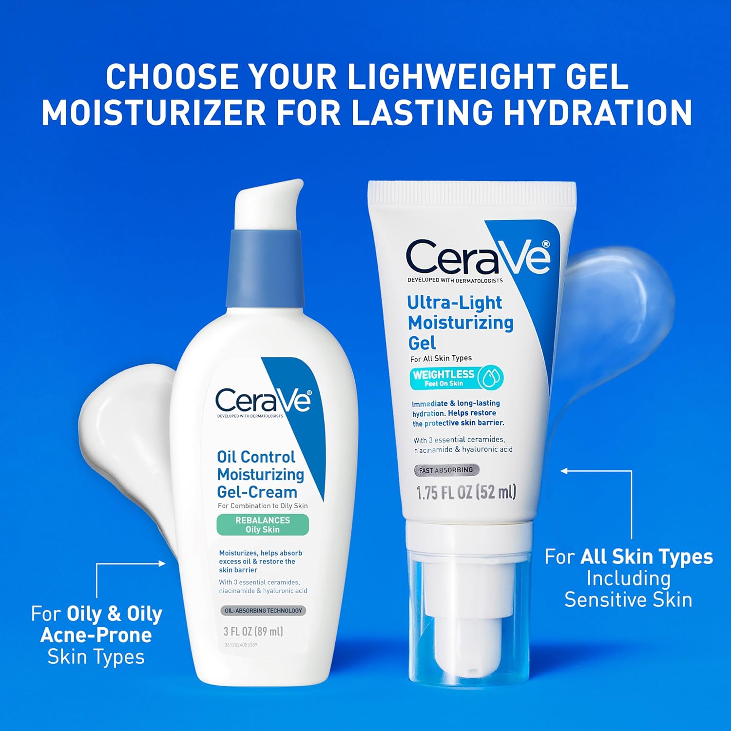 CeraVe Ultra-Light Moisturizing Gel 52ml white tube with blue accents