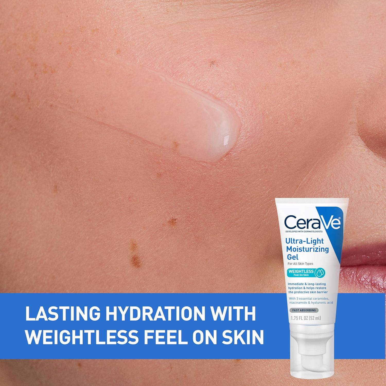 CeraVe Ultra-Light Moisturizing Gel 52ml white tube for all skin types