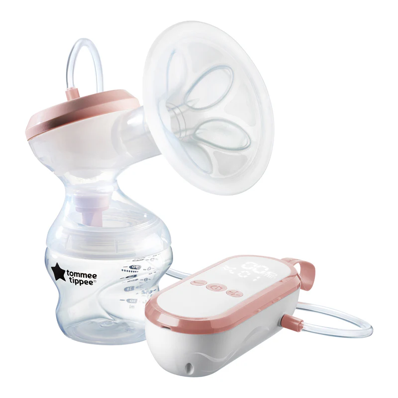 Tommee Tippee Made For Me single electric breast pump with collection bottle and shield