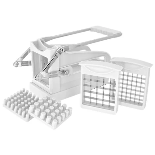 Judge potato chipper with multiple interchangeable cutting blades included