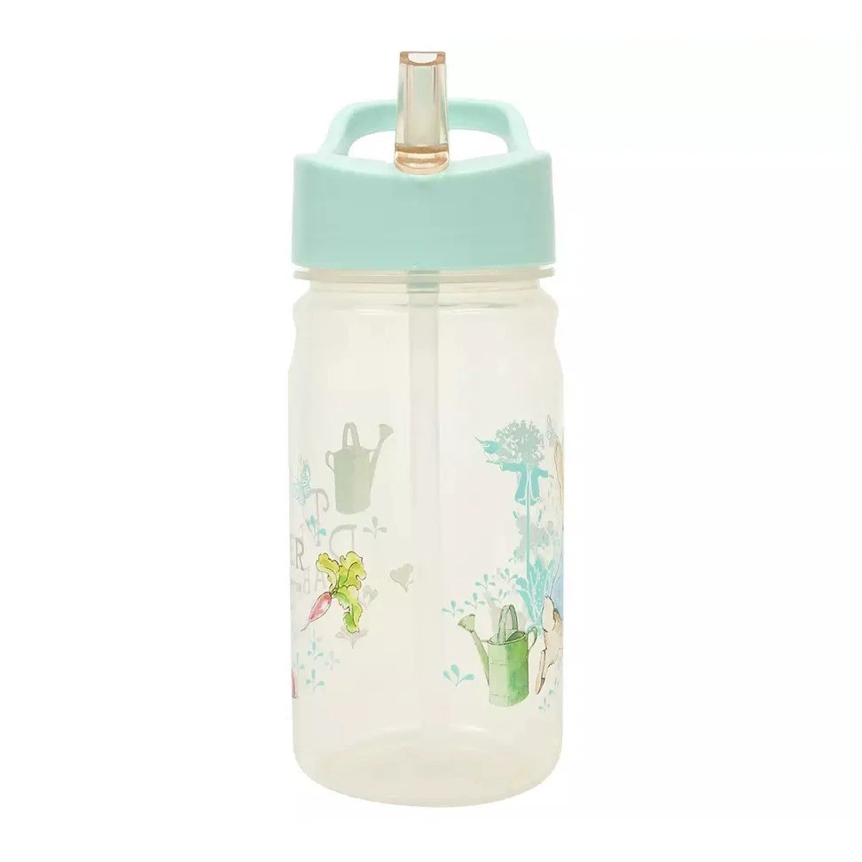 Peter Rabbit Classic water bottle 400ml with flip-up straw, mint green cap