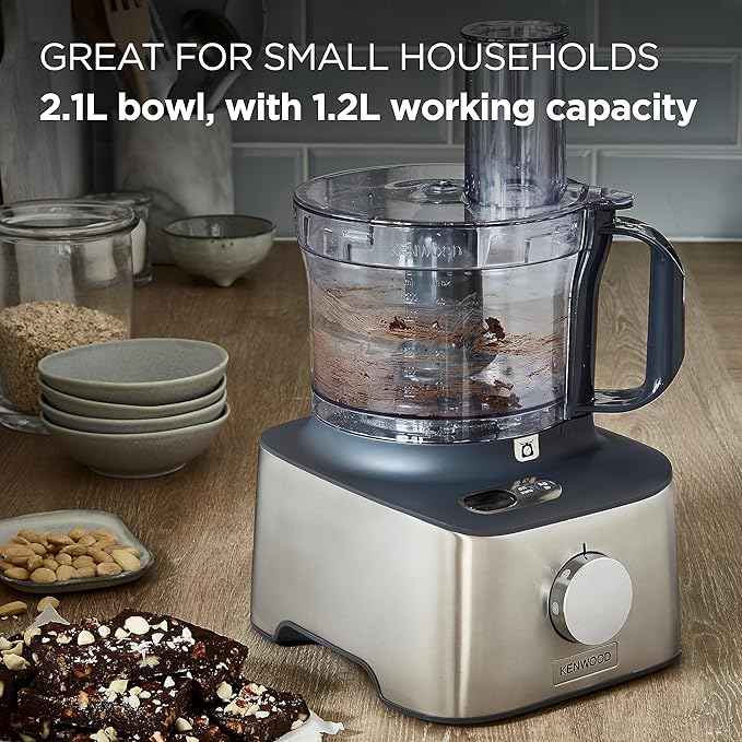 Kenwood All-In-1 MultiPro Compact food processor with 2.1L clear bowl, silver base