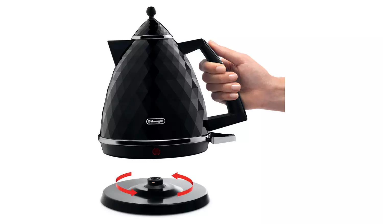 De'Longhi Brilliante black kettle 1.7 litres with 360° swivel base