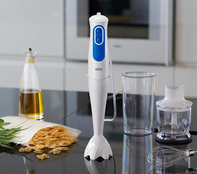 Braun MultiQuick 3 MQ3025 white and blue hand blender with accessories
