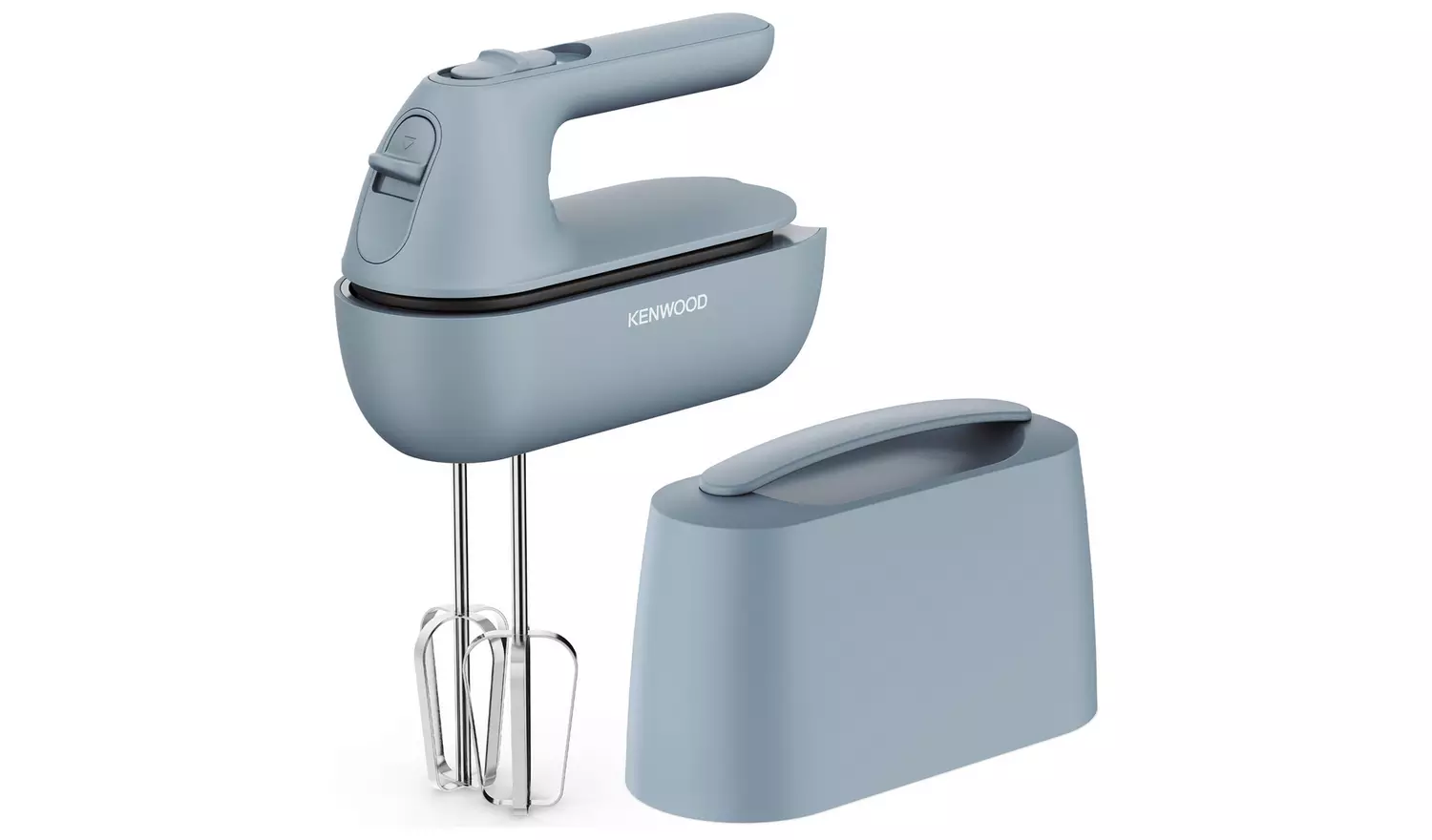 Kenwood QuickMix Go electric hand mixer grey with whisk attachments and storage box