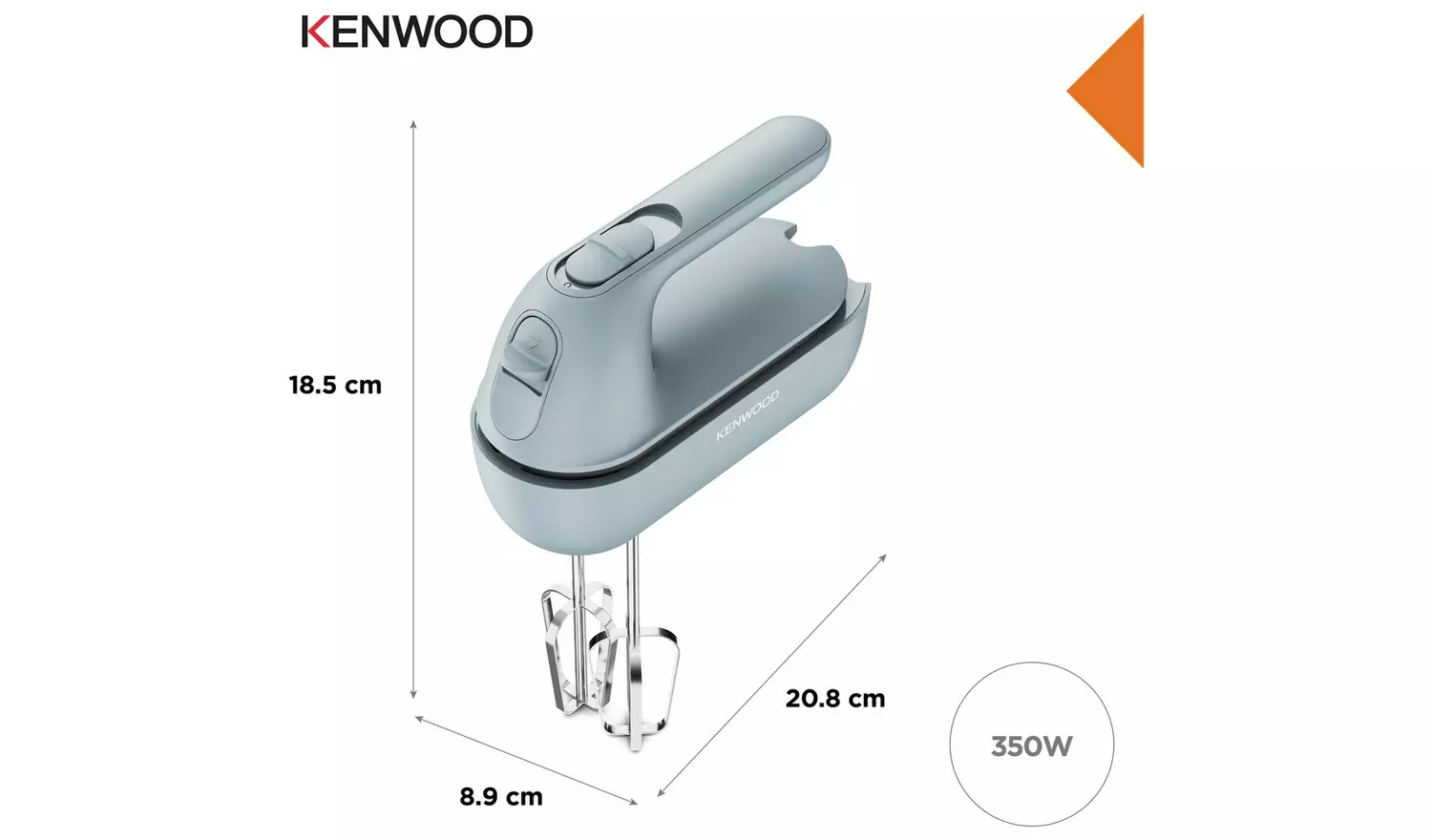 Kenwood QuickMix Go grey electric hand mixer with attachments 350W power