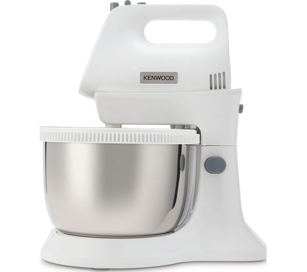 Kenwood HMP30 electric hand mixer with stainless steel bowl, white and silver