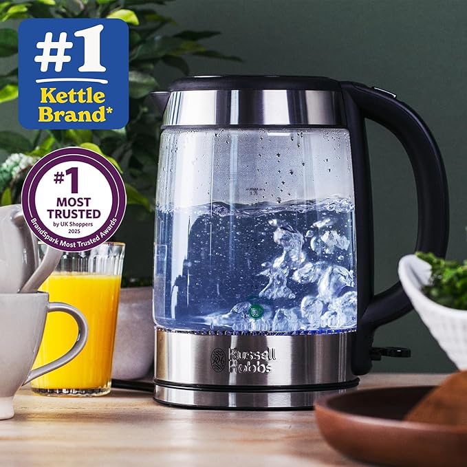 Russell Hobbs Illuminating black glass kettle with illuminated water display