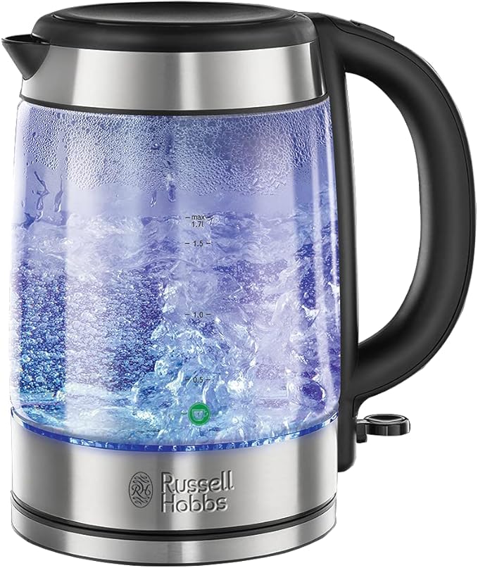 Russell Hobbs Illuminating black glass kettle with blue LED light display